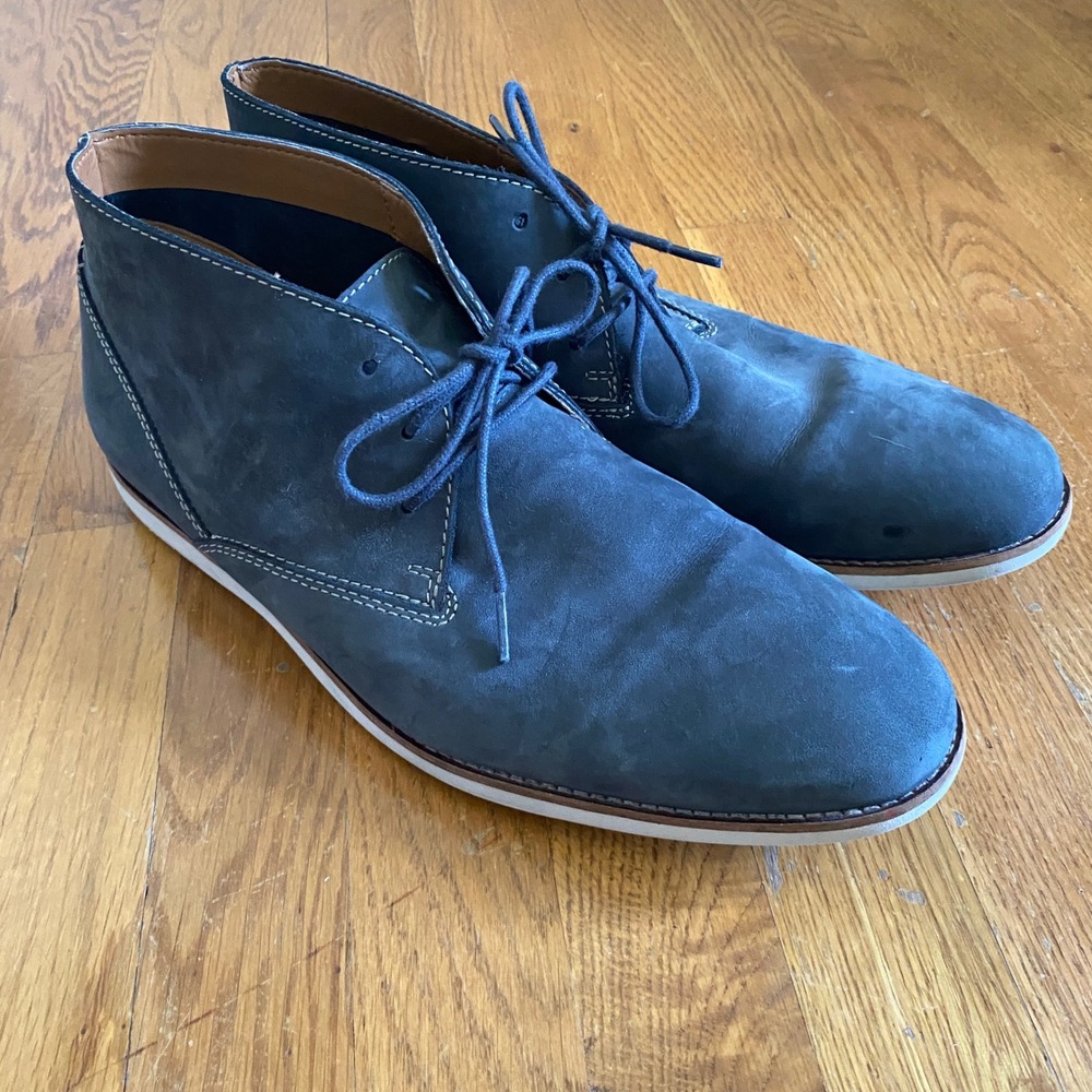 Clarks Chukka Boots Mens 13 Blue Suede Quiet Luxury Casual Preppy Travel 15103